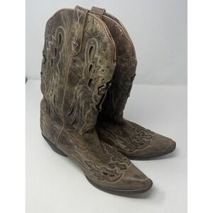 Laredo Crosswing Snip Toe Embroidered Western Boot Women's 9.5 M 52157